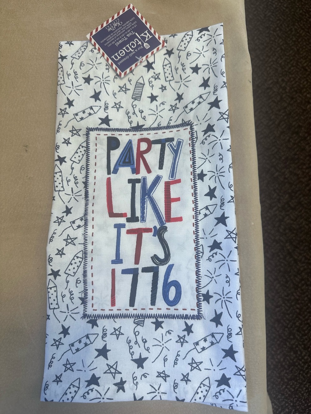 Party Like It's 1776 Patriotic Kitchen Towel - Red, Blue, Black